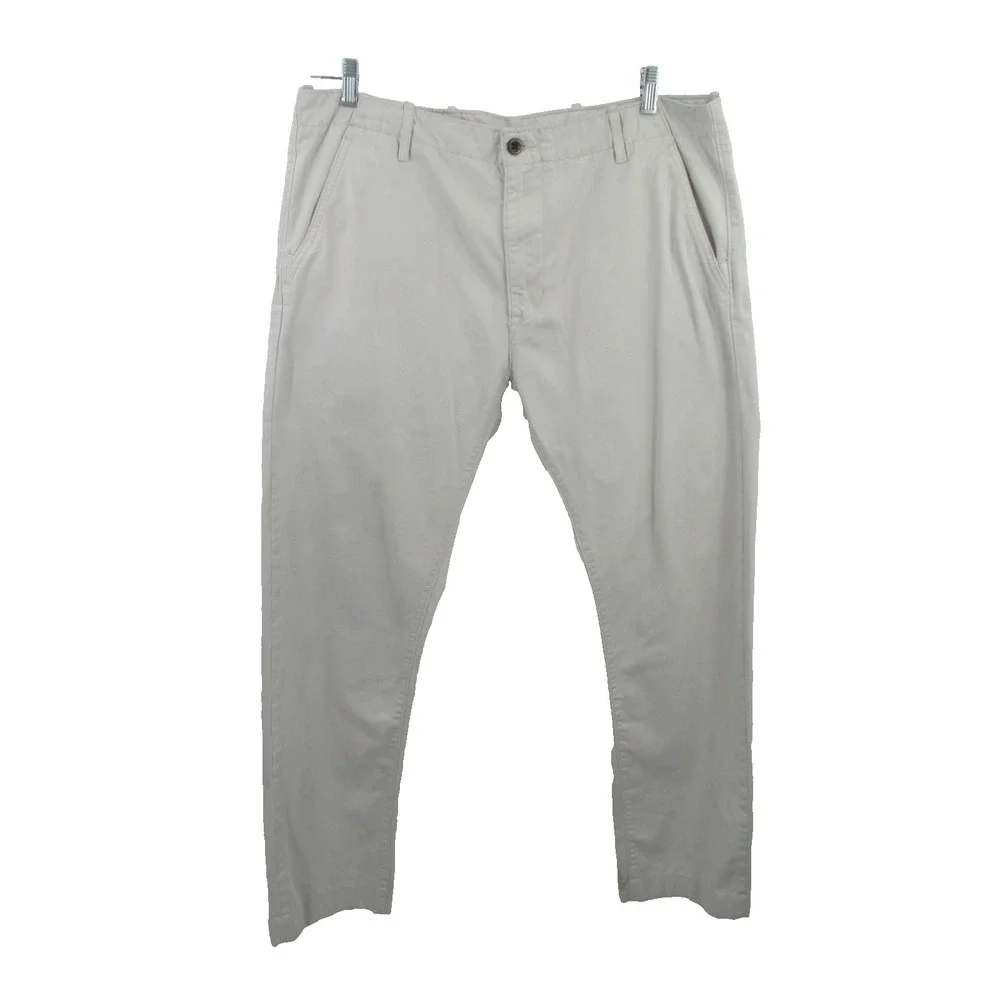 Levi Strauss Men 36x32 White Khaki Chino Pants Flat Front Mid Rise Straight
